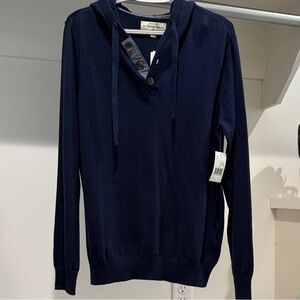 Hawker Rye Men's Navy V-Neck Hooded Sweater